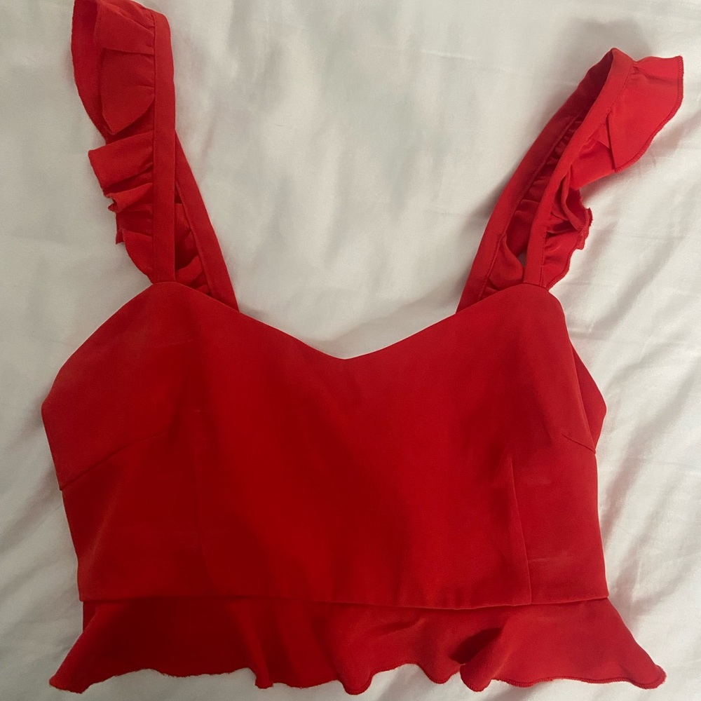 Superdown, red, ruffled, crop top. Worn once.